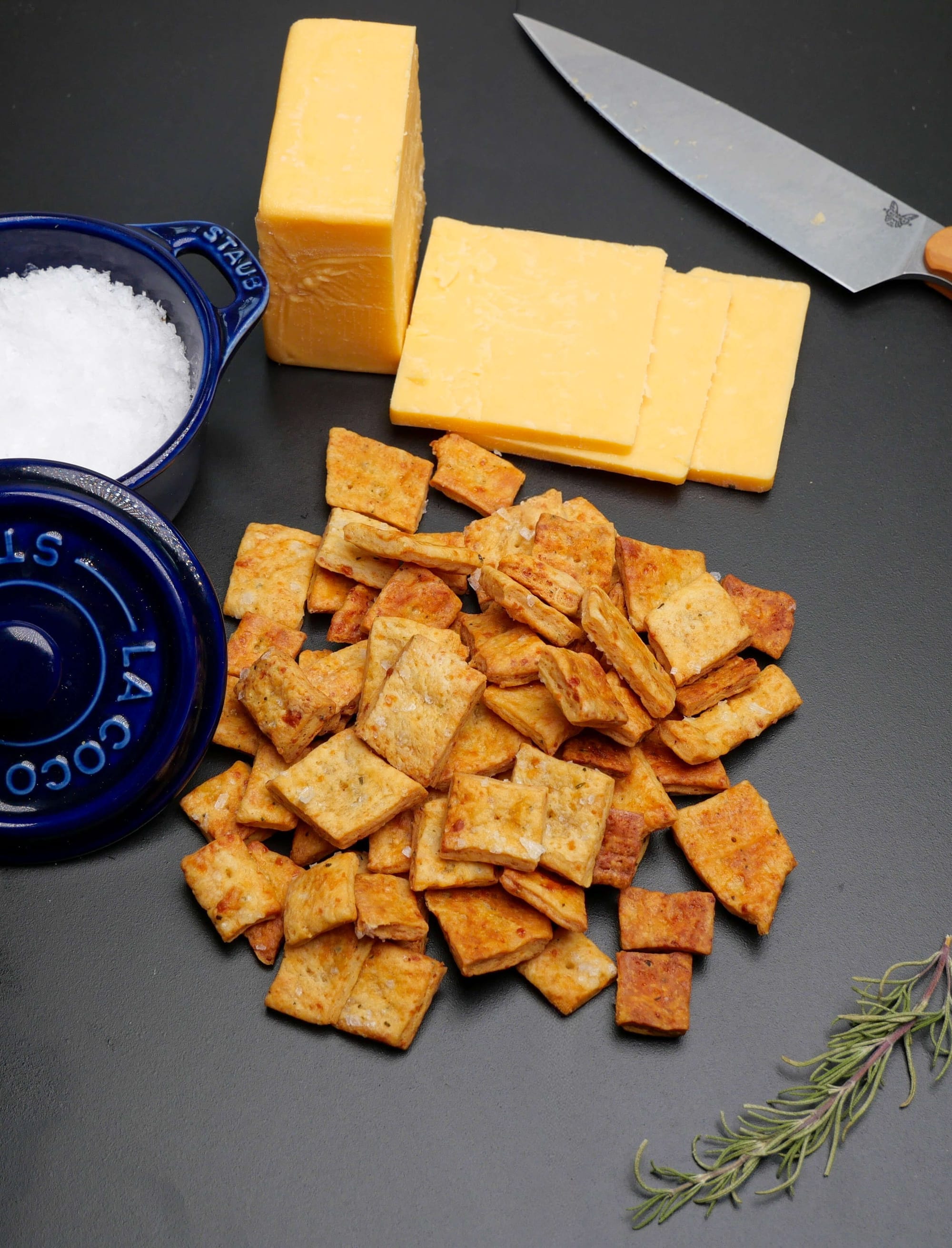 Cheddar Rosemary Sourdough Discard Crackers