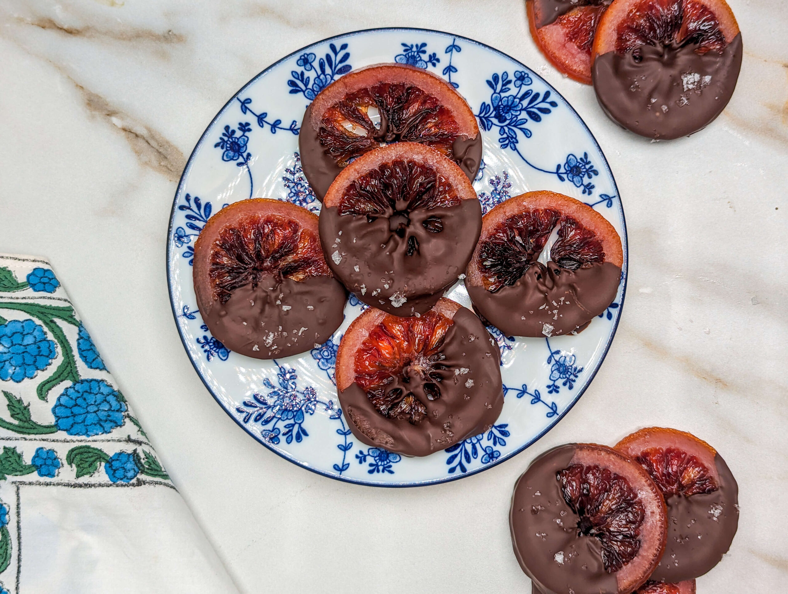 Candied Blood Oranges, Dipped in Dark Chocolate