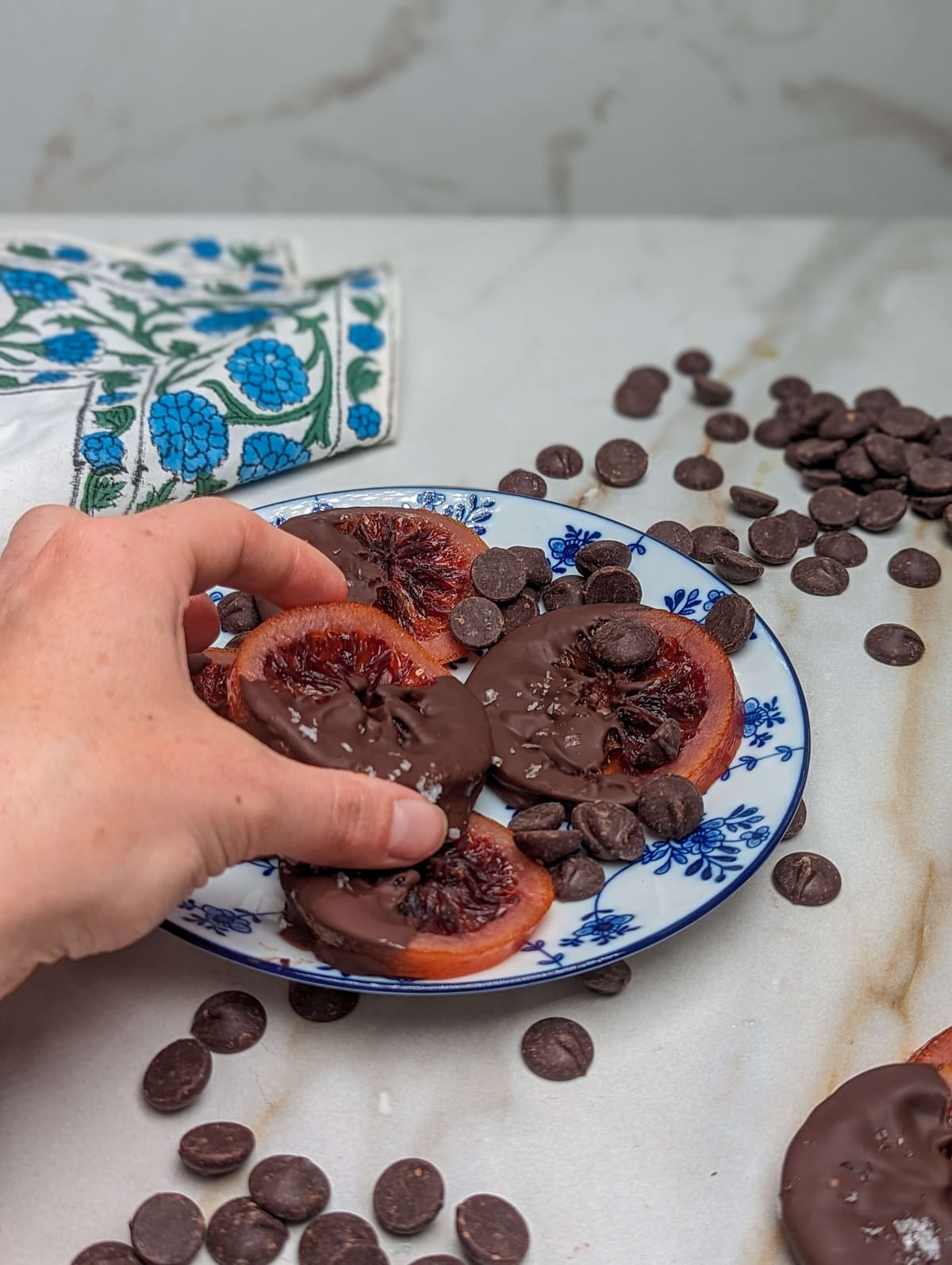 Chocolate Dipped Candied Blood Oranges